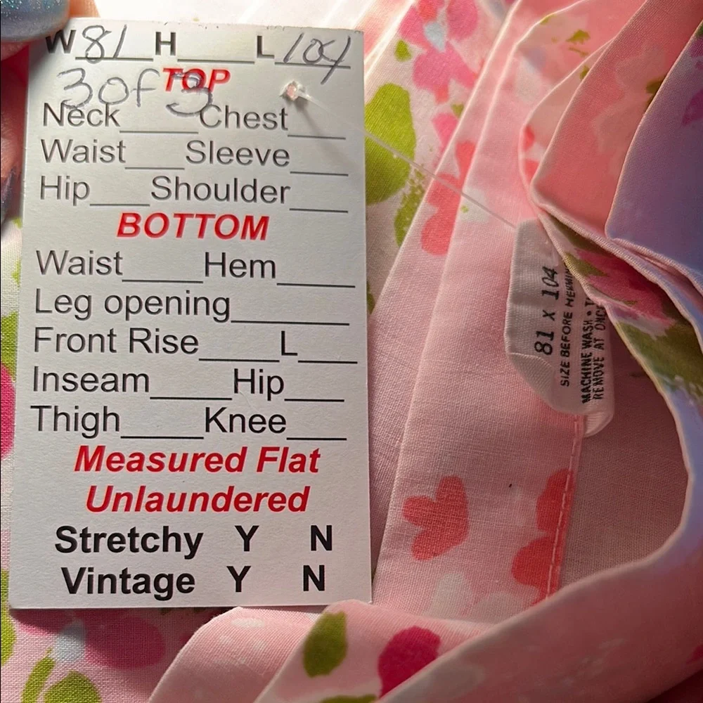 Vintage Floral Pink and‎ Green 3 piece full size sheet set percale 352